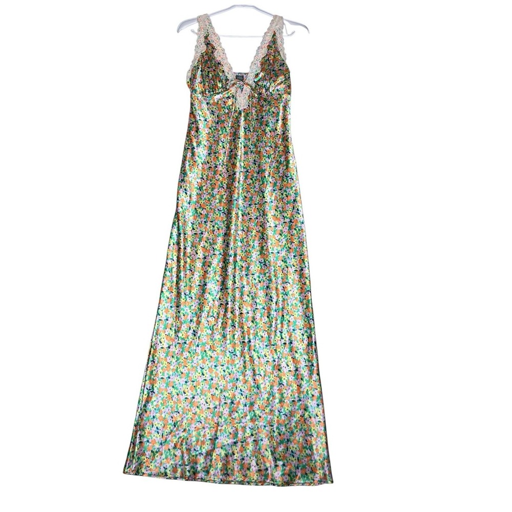 wild fable Gold Floral Lace-Trim Maxi Dress - Picture 3 of 10
